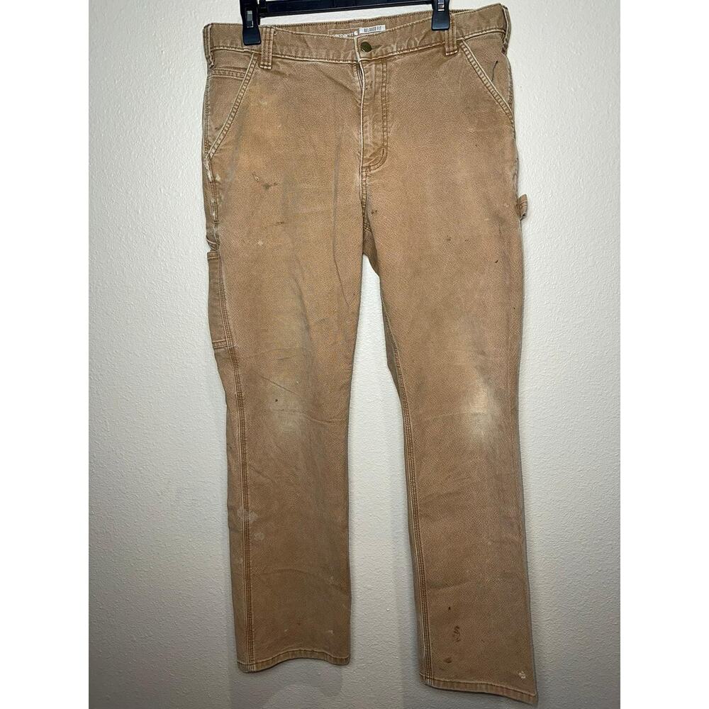 👖 Carhartt Men's Rugged Flex Relaxed Fit Cotton Duck Work Pants Tan 36x32